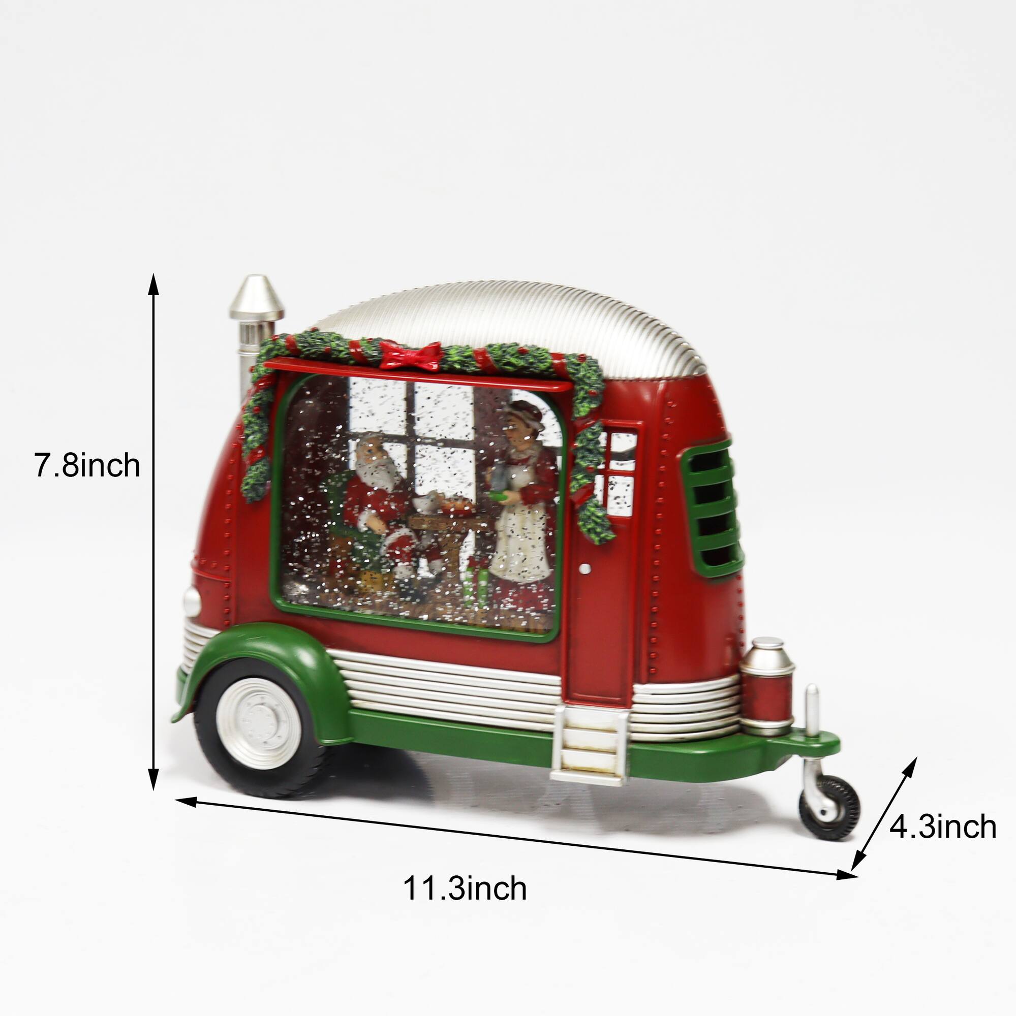 Moments in Time 6.8" Acrylic Camper with Santa & Mrs. Claus Scene Décor